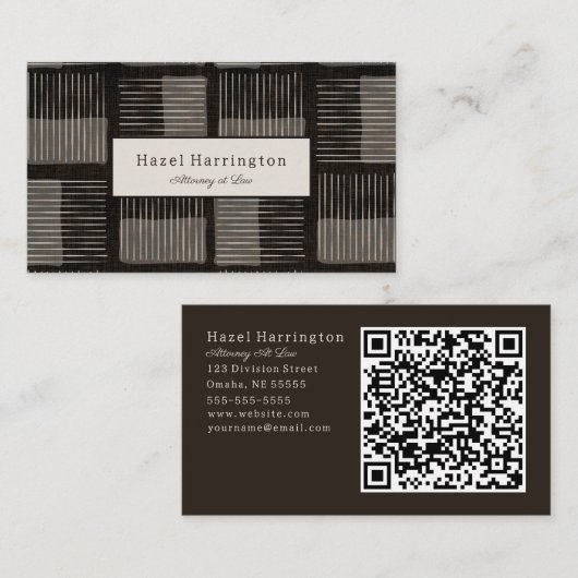 Grafische moderne QR Code Business Card Schwarz Visitenkarte (Vorne/Hinten)