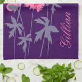 Grafische Mohnblüten in Grau-Rosa und lila Geschirrtuch (Gefaltet)