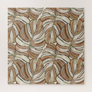 Grafische Monstera-Blätter Tropisches Design Puzzle