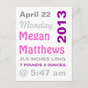 Grafische Notfall-Geburts-Mitteilung Ankündigungspostkarte