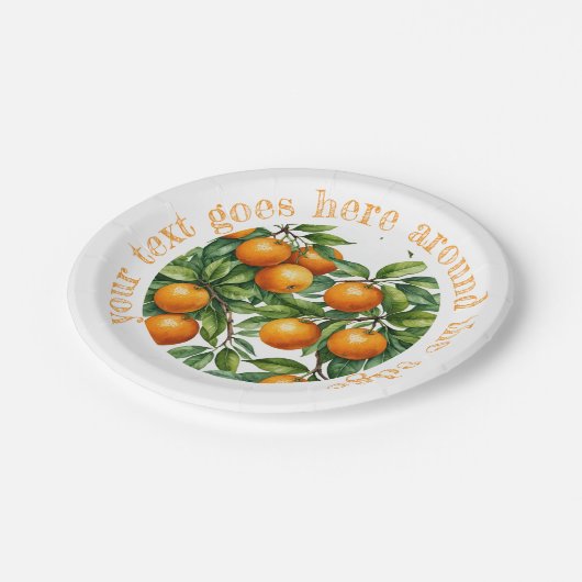 Grafische Orange-Abbildung - Benutzerdefinierter T Pappteller (Schrägansicht)