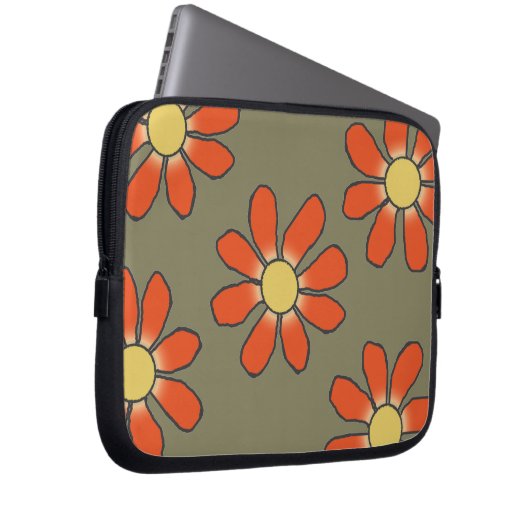 Grafische orange gelbe Blumen in jeder Farbe Laptopschutzhülle (Vorne Rechts)