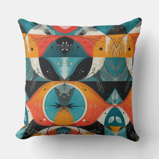 Grafische Orangenabstraktion Kissen (Vorderseite)