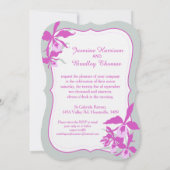 Grafische Orchideenhochzeit lila-grün einladen Einladung (Rückseite)
