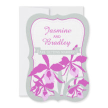 Grafische Orchideenhochzeit lila-grün einladen