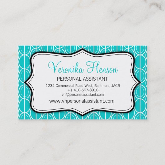 Grafische Ovalaqua-, Schwarze u. weißeVisitenkarte Visitenkarte (Vorderseite)