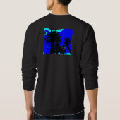 Grafische Palmen auf blauem, unisex Sweatshirt. Sweatshirt (Rückseite)