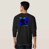 Grafische Palmen auf blauem, unisex Sweatshirt. Sweatshirt (Schwarz voll)