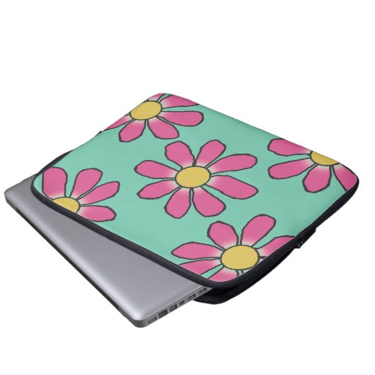 Grafische, rosa Blume in jeder Farbe Laptopschutzhülle (Vorne Knopf)