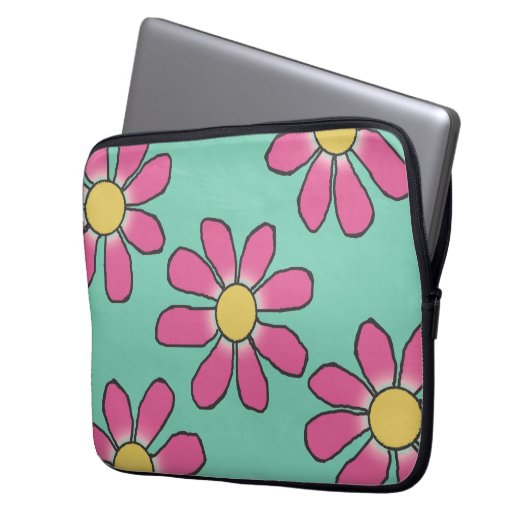 Grafische, rosa Blume in jeder Farbe Laptopschutzhülle (Vorderseite Links)