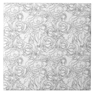 Grafische Rose Fliese