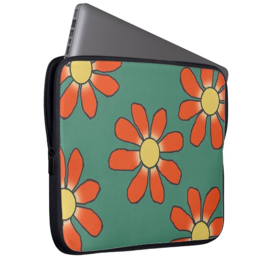 Grafische Rot-Gelbe Blumen in jeder Farbe Laptopschutzhülle (Vorne Rechts)