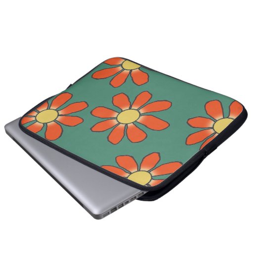 Grafische Rot-Gelbe Blumen in jeder Farbe Laptopschutzhülle (Vorne Knopf)