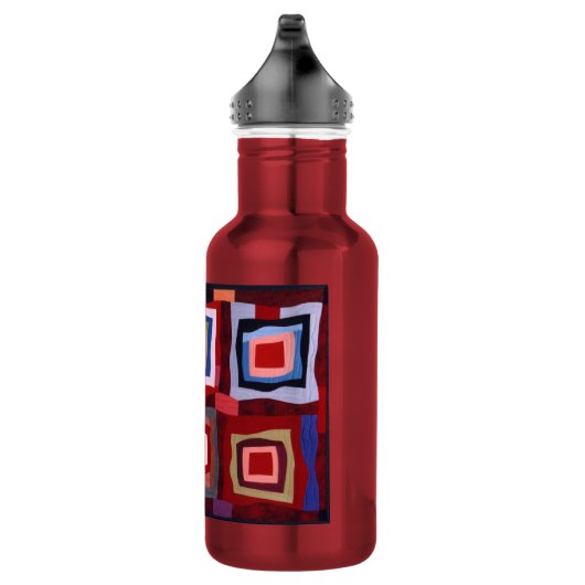 GRAFISCHE ROTE QUILT-BLÖCKE EDELSTAHLFLASCHE (Rechts)