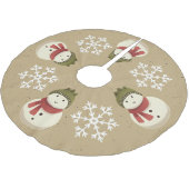Grafische Rustikale Snowman Snowflake Grau Polyester Weihnachtsbaumdecke (Schrägansicht)