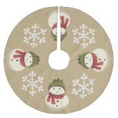 Grafische Rustikale Snowman Snowflake Grau Polyester Weihnachtsbaumdecke (Vorderseite)