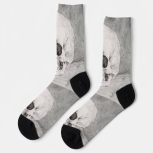 Grafische Schädelkunst: Minimalistisches und mutig Socken