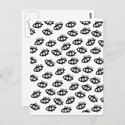 Grafische Schwarz-Weiß-Augen Postkarte (Vorne/Hinten)