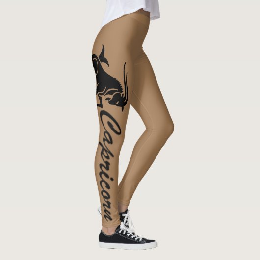 GRAFISCHE SCHWARZE UND BROWENE CAPRICORKEN LEGGING LEGGINGS (Rechts)