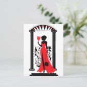 Grafische Silhouette einer Frau Postkarte (Stehend Vorderseite)