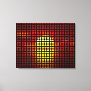 Grafische Sonnenstrahlen im Retro-Stil gepolstert Leinwanddruck