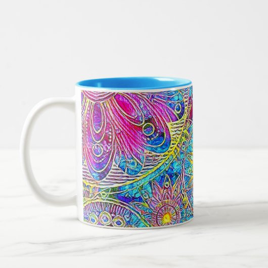 Grafische Tasse Blau und Rosa (Links)