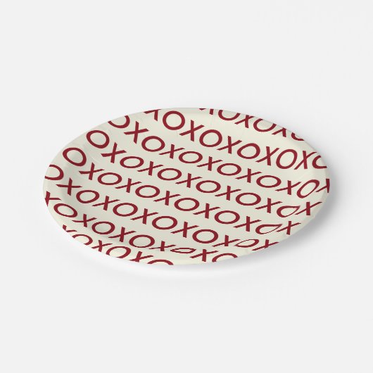 GRAFISCHE VALENTINE-DAY XOXO-PAPIERPLATTE PAPPTELLER (Schrägansicht)