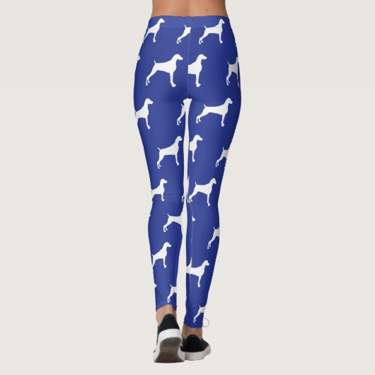 GRAFISCHE WEIMARANER SILHOUETTE WEISSES U. BLAUES LEGGINGS (Rückseite)