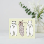 Grafische Zikade und Zikaden-Männchen. Postkarte (Stehend Vorderseite)