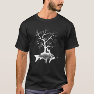 Grafischer Angelrutenbaum Fisch Karpfen T-Shirt