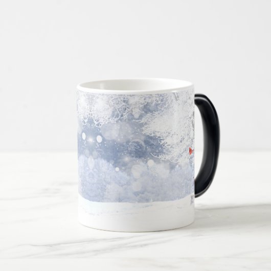 Grafischer Art Winterschneewald Kardinal Frost Verwandlungstasse (VorderseiteRechts)