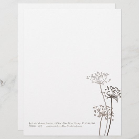 Grafischer brauner Blumenkuhpetersilienbriefkopf Briefbogen (Vorne/Hinten)