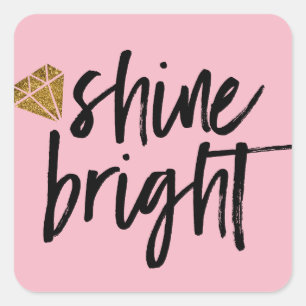 Grafischer Glanz-heller Text mit Golddiamanten Quadratischer Aufkleber