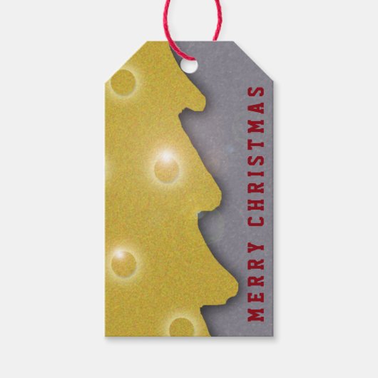 Grafischer Goldener Weihnachtsbaum, jeder Text Geschenkanhänger (Vorderseite)