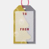 Grafischer Goldener Weihnachtsbaum, jeder Text Geschenkanhänger (Rückseite)