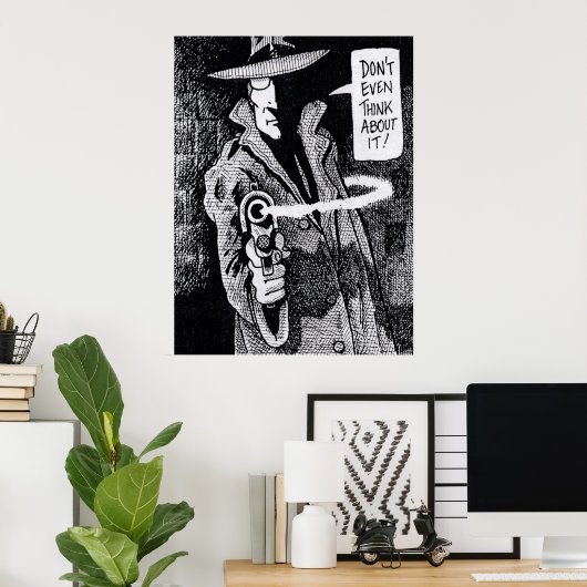 Grafischer Helden mit Schusswaffe Poster (Heimbüro)