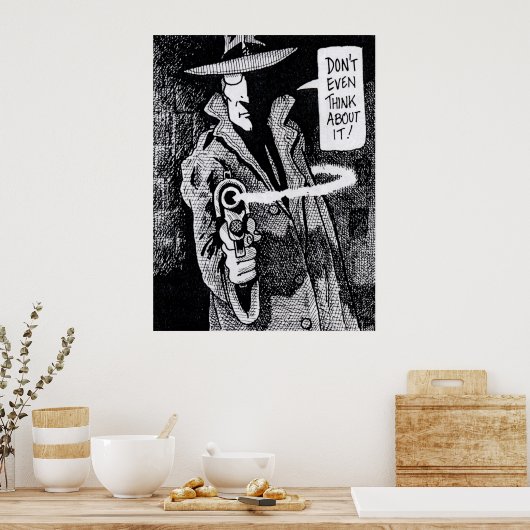 Grafischer Helden mit Schusswaffe Poster (Küche)