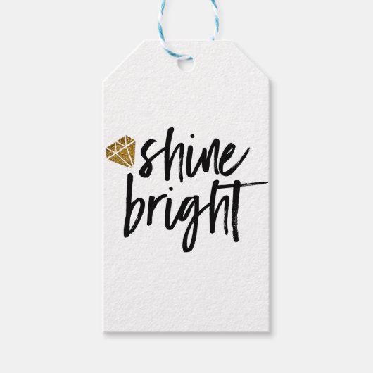Grafischer, heller Text mit goldenem Diamant Geschenkanhänger (Vorderseite)