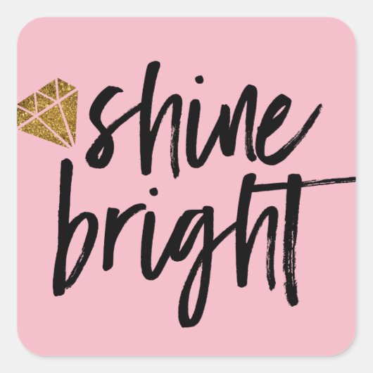 Grafischer, heller Text mit goldenem Diamant Quadratischer Aufkleber (Vorderseite)