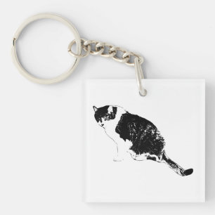 Grafischer Katzenanhänger sorgt für schwungvollen  Schlüsselanhänger