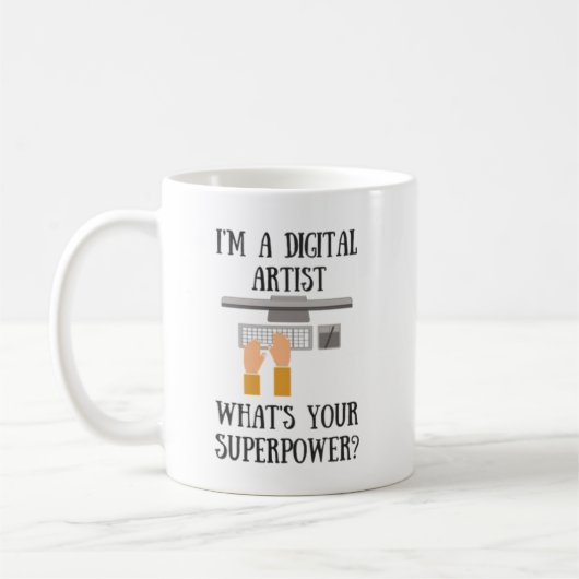 Grafischer Künstler-Supermachtsuperhero-Tasse Kaffeetasse (Links)