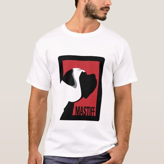 Grafischer Mastiff und Wörter 2 versahen T - Shirt (Vorderseite)