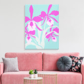 Grafischer moderner Blume lila Aqua-Orchid-Druck Leinwanddruck (Insitu (Wohnzimmer))