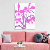 Grafischer, moderner Blume lila Orchideen-Leinwand Leinwanddruck (Insitu (Wohnzimmer))