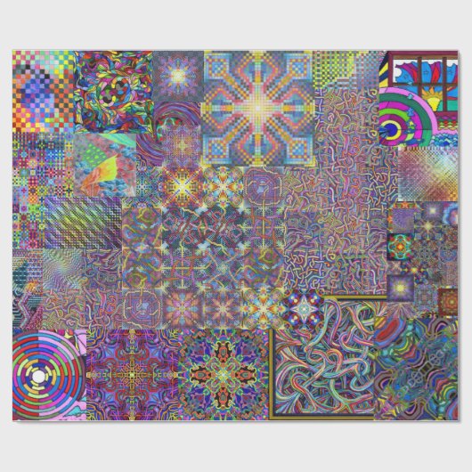 Grafischer Psychedelia Geschenkpapier (Flach)