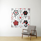 Grafischer Schwarzer Blume-Stil Wandteppich (Beispiel)