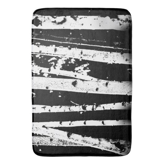 Grafischer Schwarzweiss-Birken-Baum-Wald Badematte (Vorderseite Vertikal)