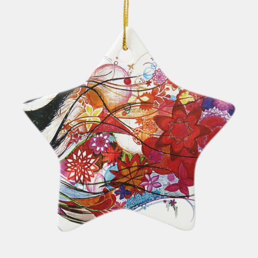 Grafischer Sparrow Keramik Ornament (Vorne)