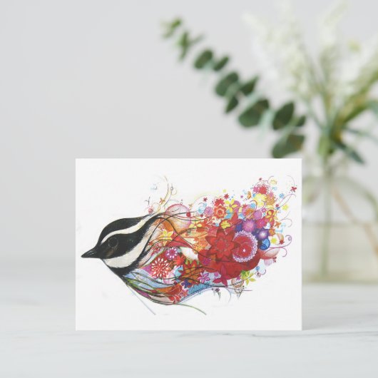 Grafischer Sparrow Postkarte (Stehend Vorderseite)