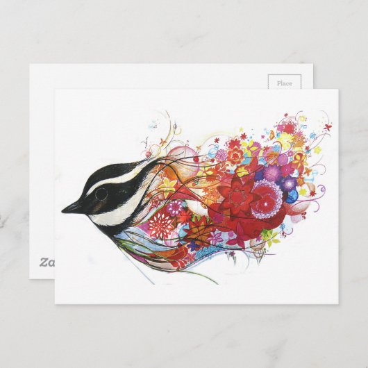 Grafischer Sparrow Postkarte (Vorne/Hinten)